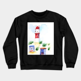 Borkum Lighthouse Whimsical Watercolor Painting Crewneck Sweatshirt